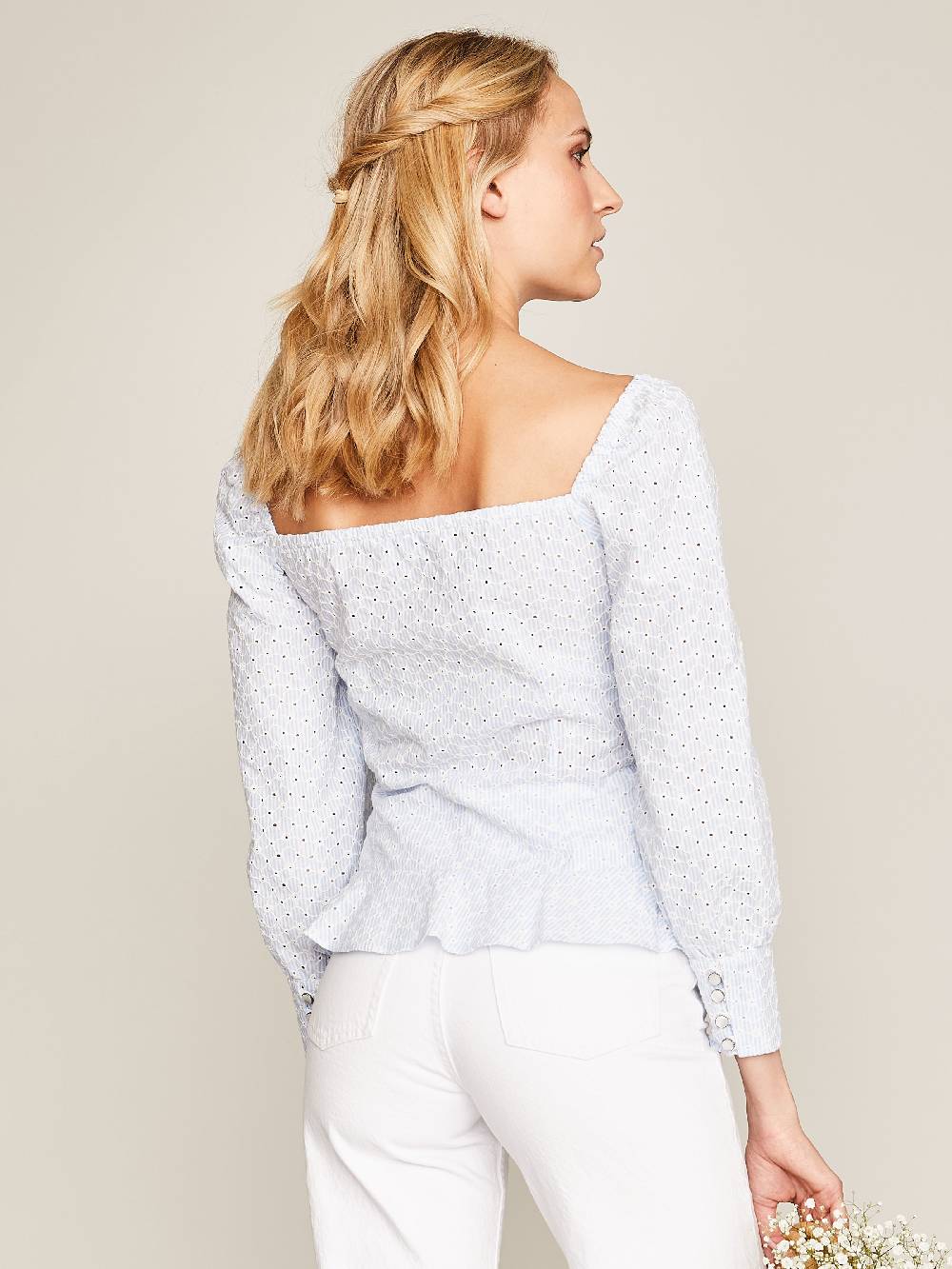 Limberry Blaue Bluse mit Schößchen - JANE Vatertagsangebot