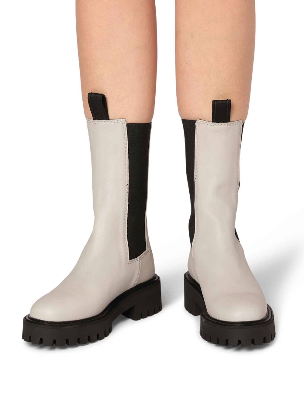 Limberry Schwarz-weißer Chelsea-Boot mit Plateau - ANGIE Zeitlich begrenztes Angebot