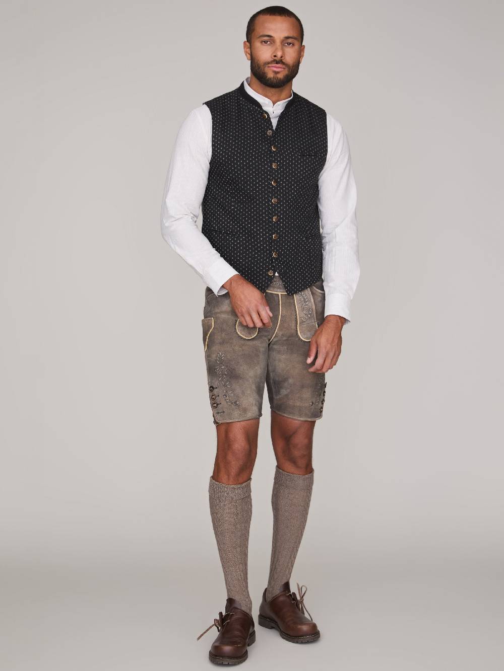 Limberry Schwarze Trachtenweste mit Streublumenmuster - MAXIMILIAN CHARCOAL Super Sparpreis