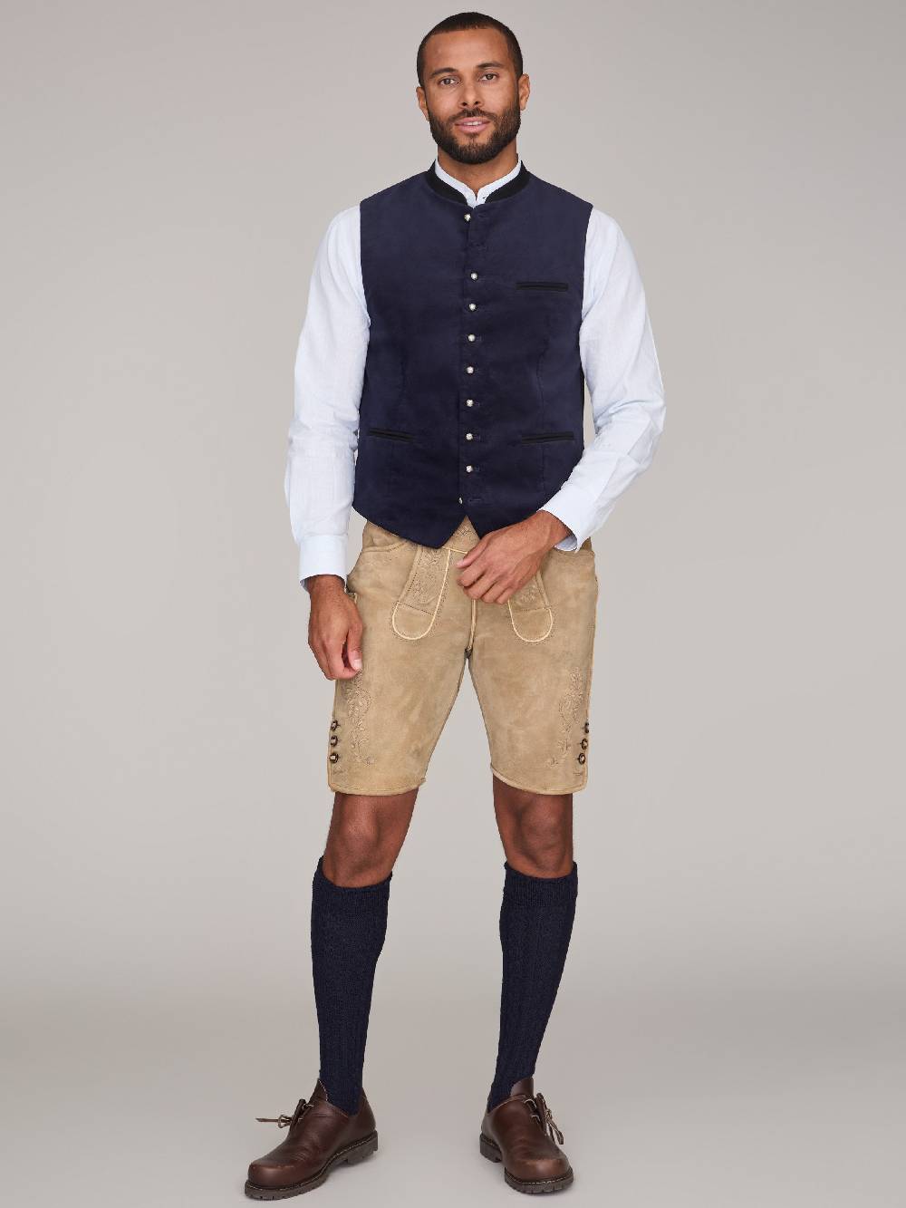 Limberry Dunkelblaue Trachtenweste aus Samt - MARLON DARK BLUE Wochenangebot