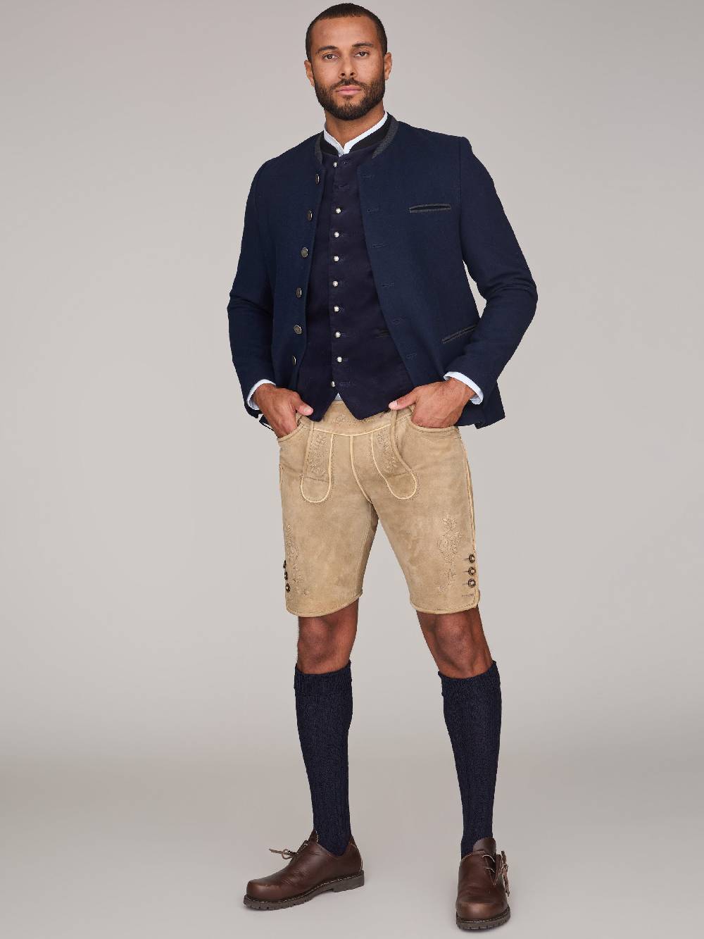 Limberry Dunkelblaue Trachtenweste aus Samt - MARLON DARK BLUE Wochenangebot