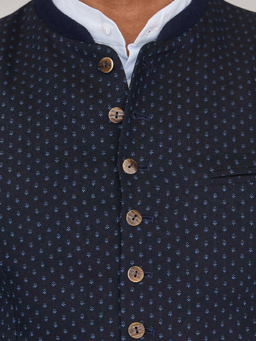 Limberry Gemusterte dunkelblaue Trachtenweste - MAXIMILIAN DARK NAVY Kostenlose Rückgabe