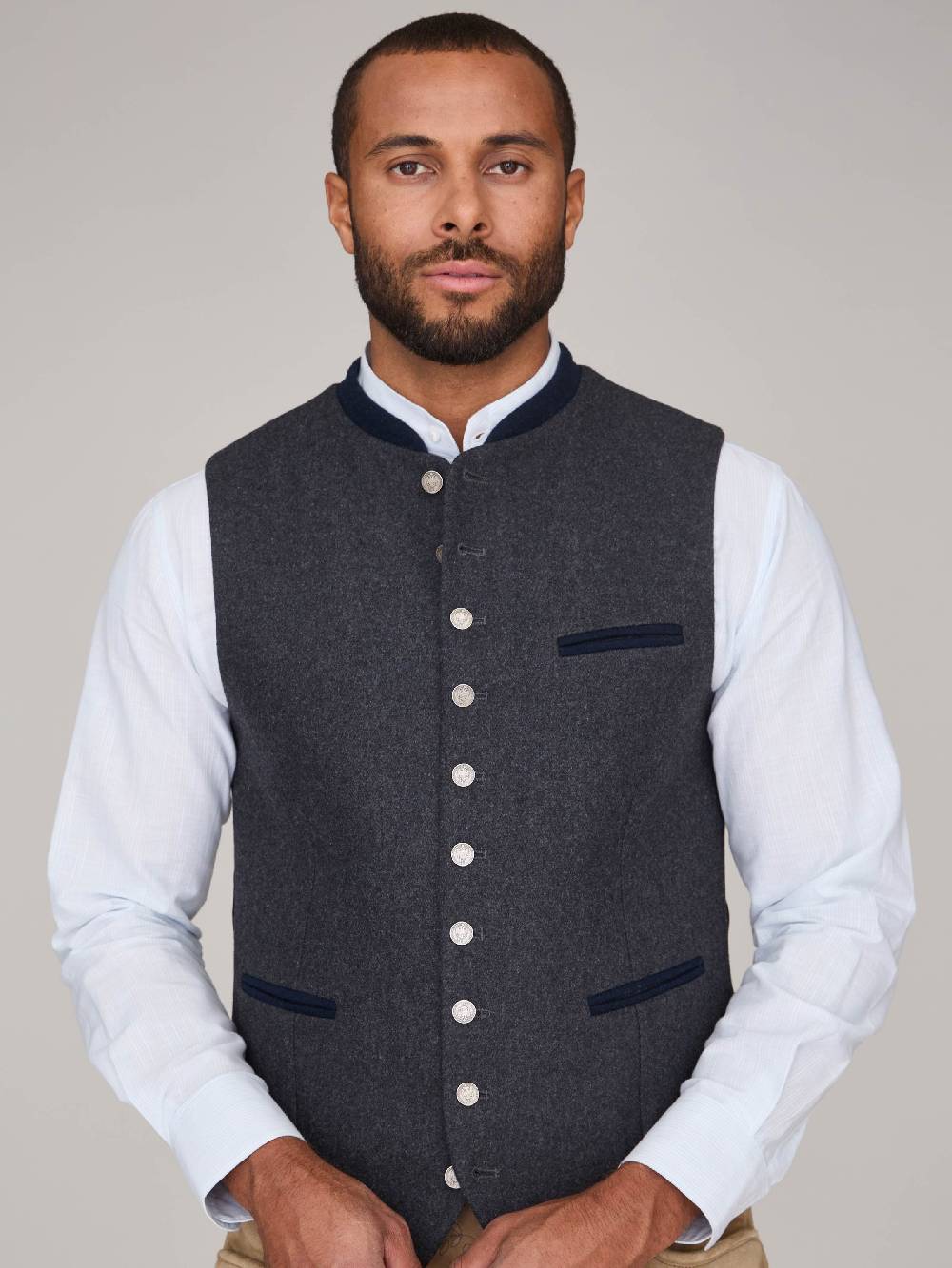 Limberry Graue Trachtenweste aus Loden - THEO SLATE GREY Bis zu 50% Rabatt
