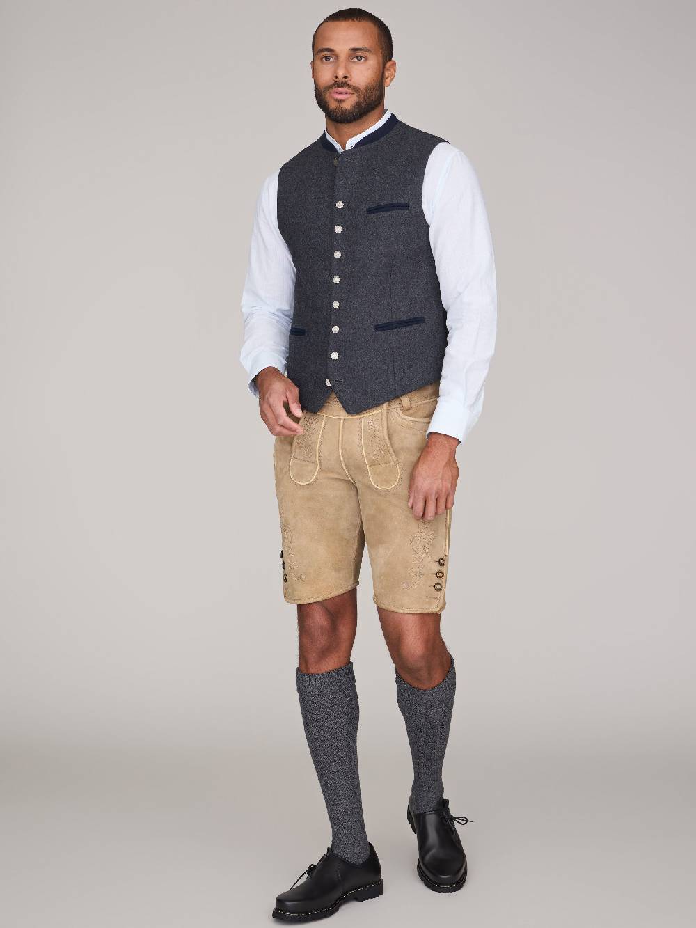 Limberry Graue Trachtenweste aus Loden - THEO SLATE GREY Bis zu 50% Rabatt