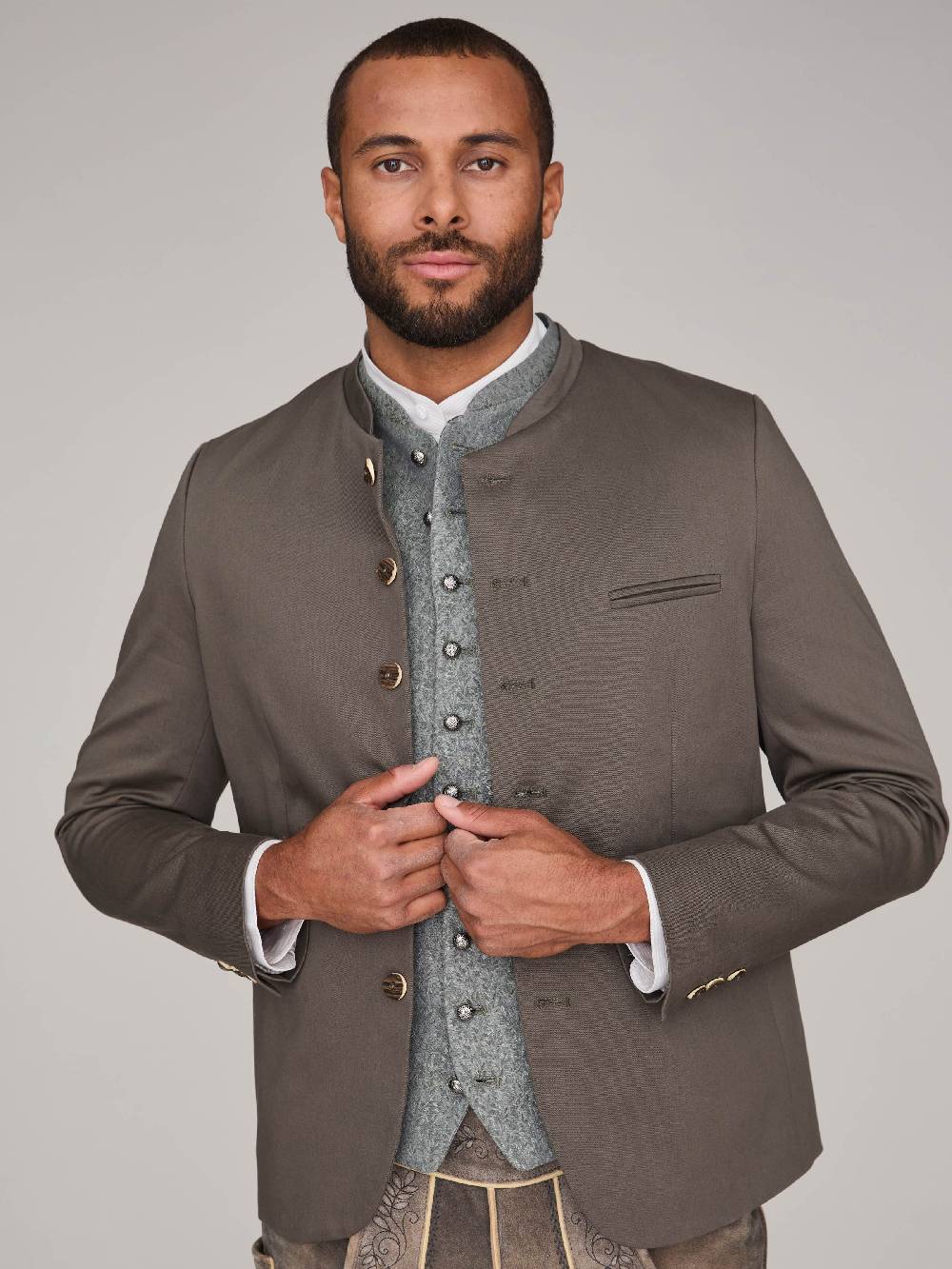 Limberry Grüner Trachtenjanker - VINCENT LIGHT KHAKI Sonderangebot der Fabrik