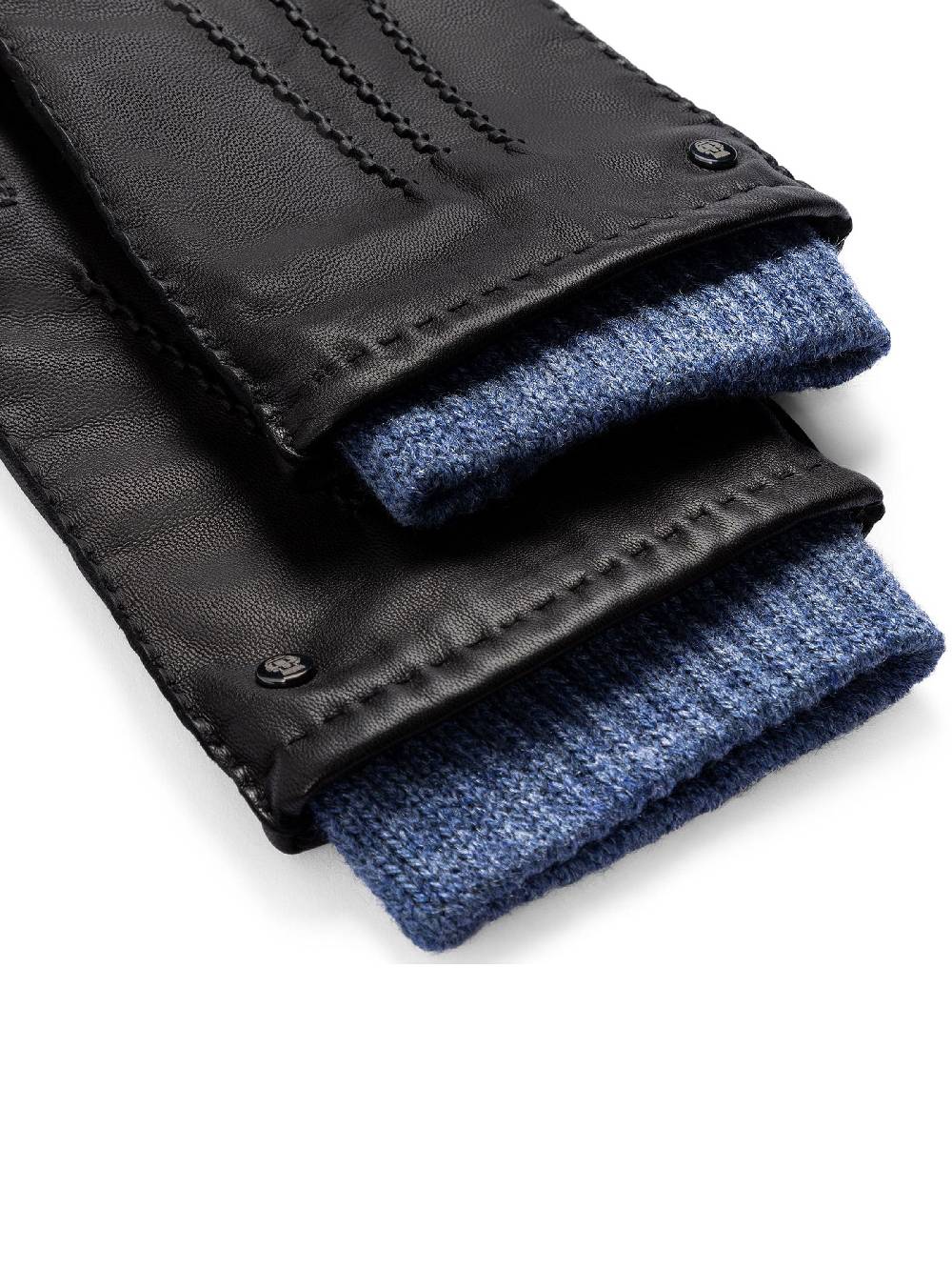 Limberry Schwarze Handschuhe mit blauer Woll-Manschette - METZ BLACK BLUE Neueste Mode