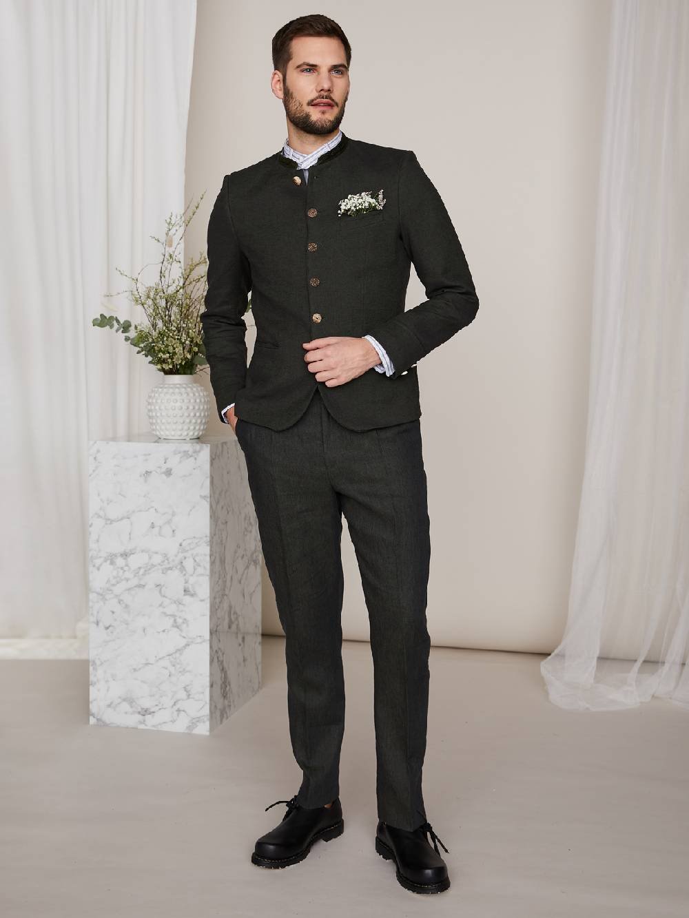 Limberry Flaschengrüne Herrenhose aus Leinen - PIERRE FLASCHENGRÜN Saisonale Angebote