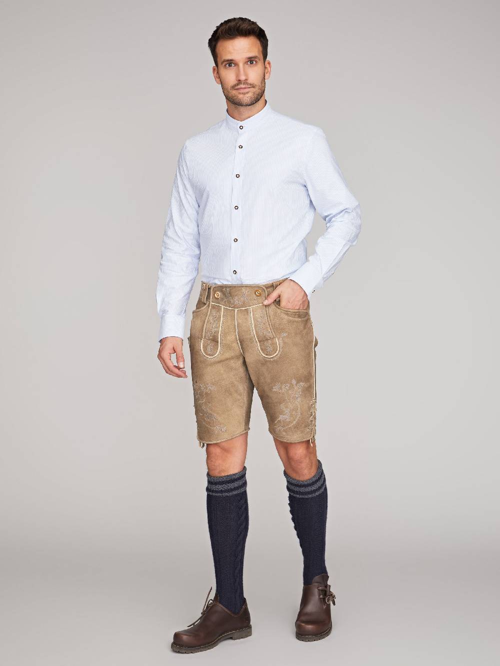 Limberry Himmelblau-Weiß gestreiftes Trachtenhemd - OSKAR STREIFEN HIMMELBLAU Neueste Stile