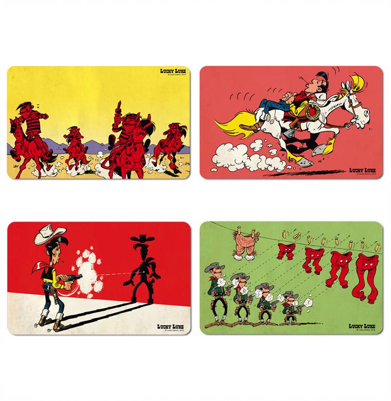 Logoshirt Lucky Luke - Daltons - 4er Set - Frühstücksbrettchen Nur für heute