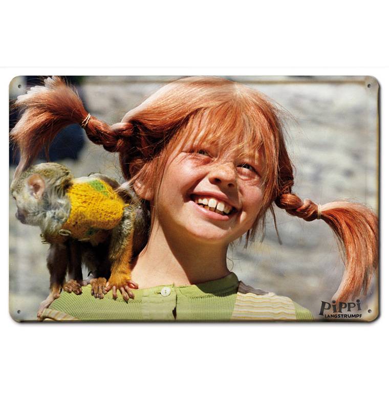 Logoshirt Pippi Langstrumpf & Herr Nilsson - Blechschild - aus robustem Stahblech - gewölbt mit Prägung - 30 x 20 cm Wochenangebot