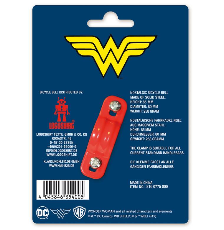 Logoshirt Wonder Woman - Logo - DC Comics - Fahrradklingel Retro - groß - Ø 80 mm - rot Neuheiten