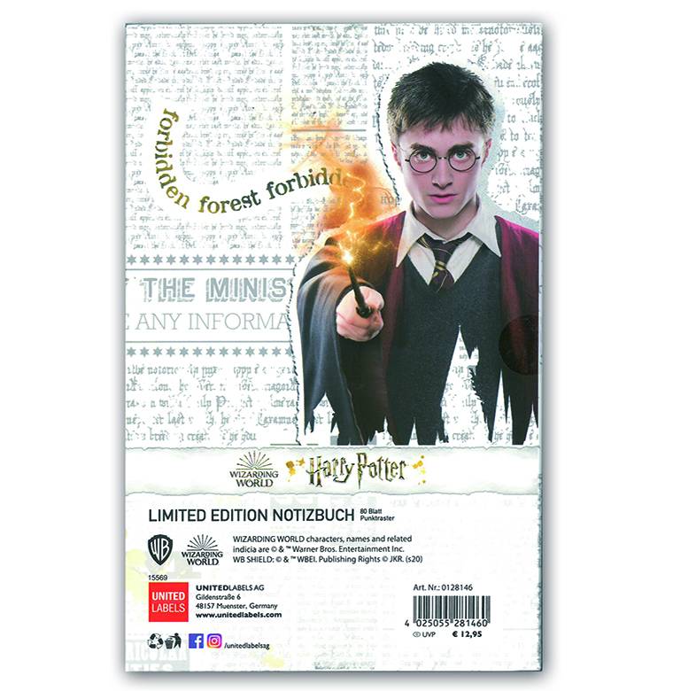 Logoshirt Harry Potter - Hogwarts Logo - Hardcover Notizbuch A5 - mit Gummiband - Gepunktet - Limited Edition VIP-Rabatte