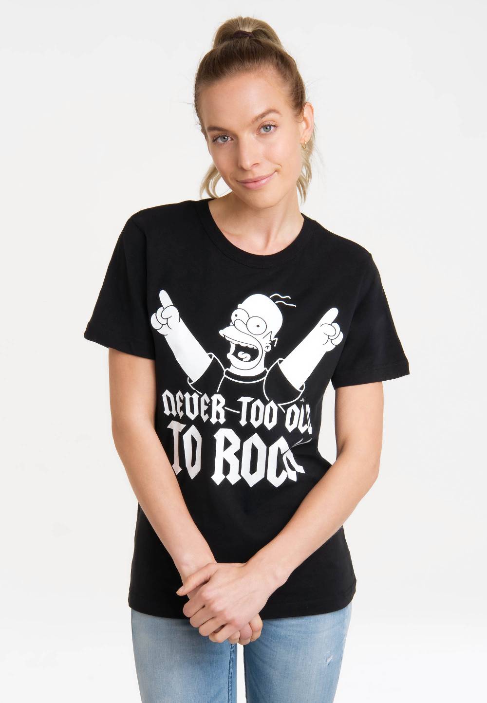 Logoshirt The Simpsons - Homer Simpson - Never Too Old To Rock - T-Shirt Print - Damen Nur für heute