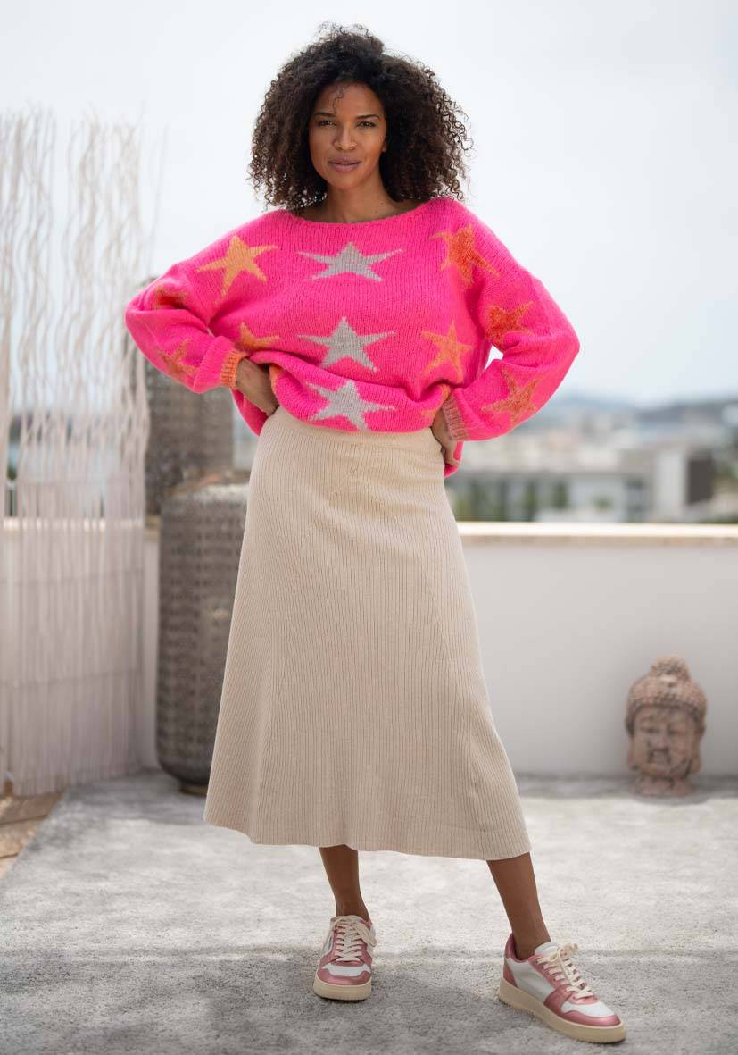 Miss Goodlife Skirt Knitted long – cream Online Shopping