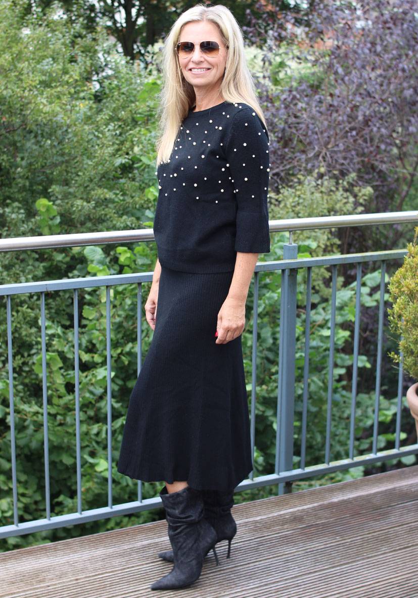 Miss Goodlife Skirt Knitted long – black Preisnachlass