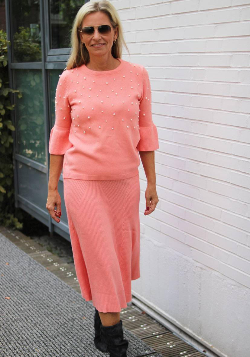 Miss Goodlife Skirt Knitted long – peach Cyber Monday