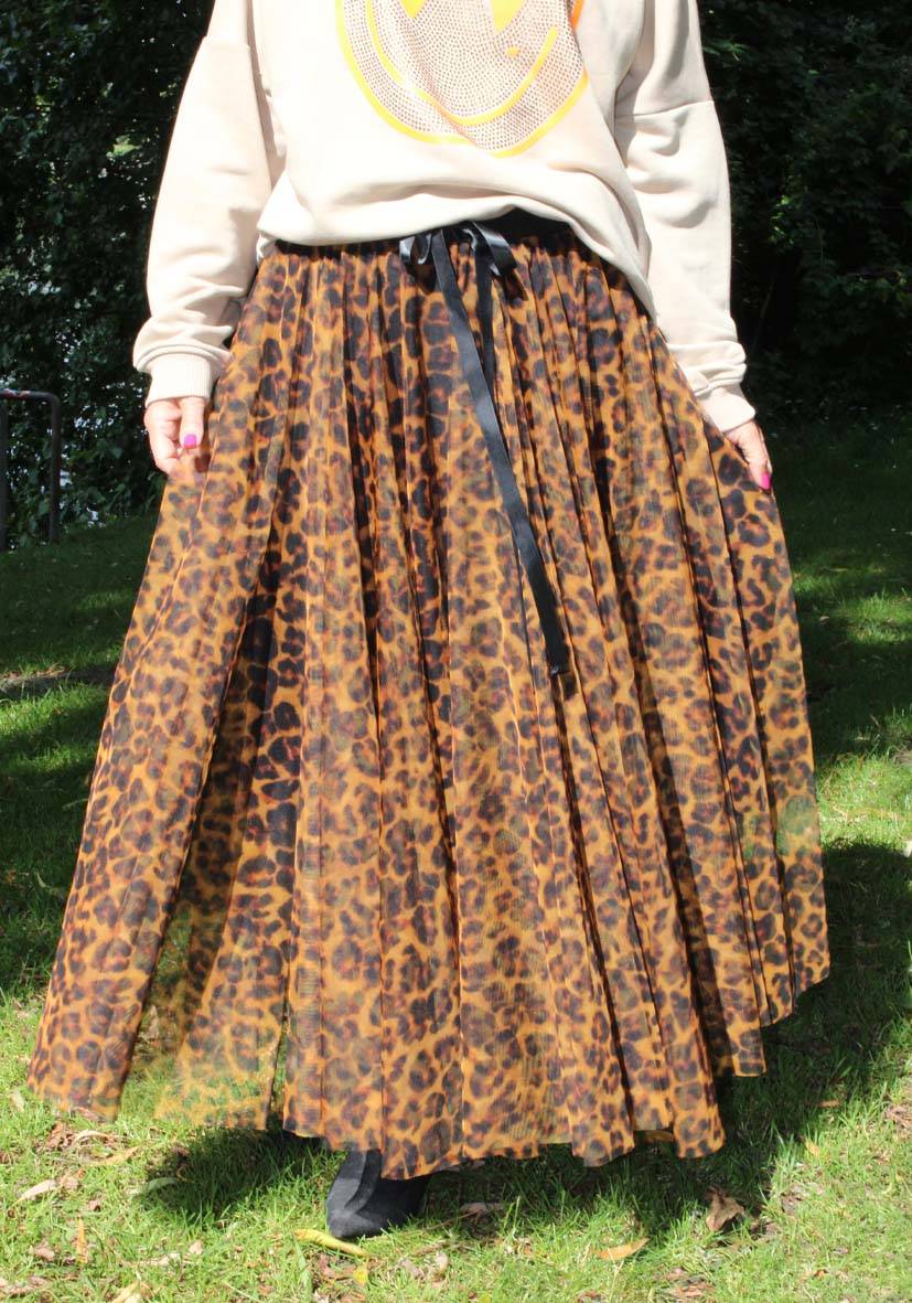 Miss Goodlife Maxirock Tüll Leo allover – lightbrown Vatertagsangebot
