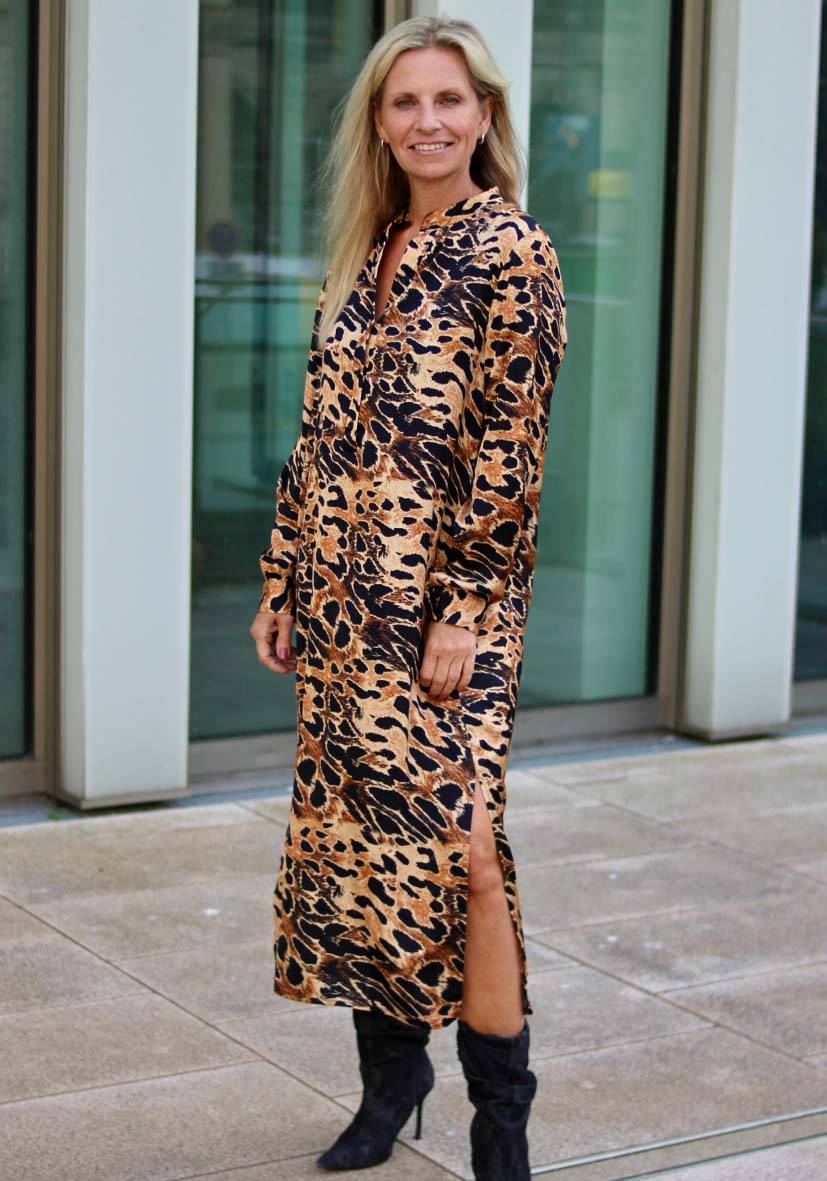 Miss Goodlife Dress Fancy Leo Midi – brown Fabrikladen
