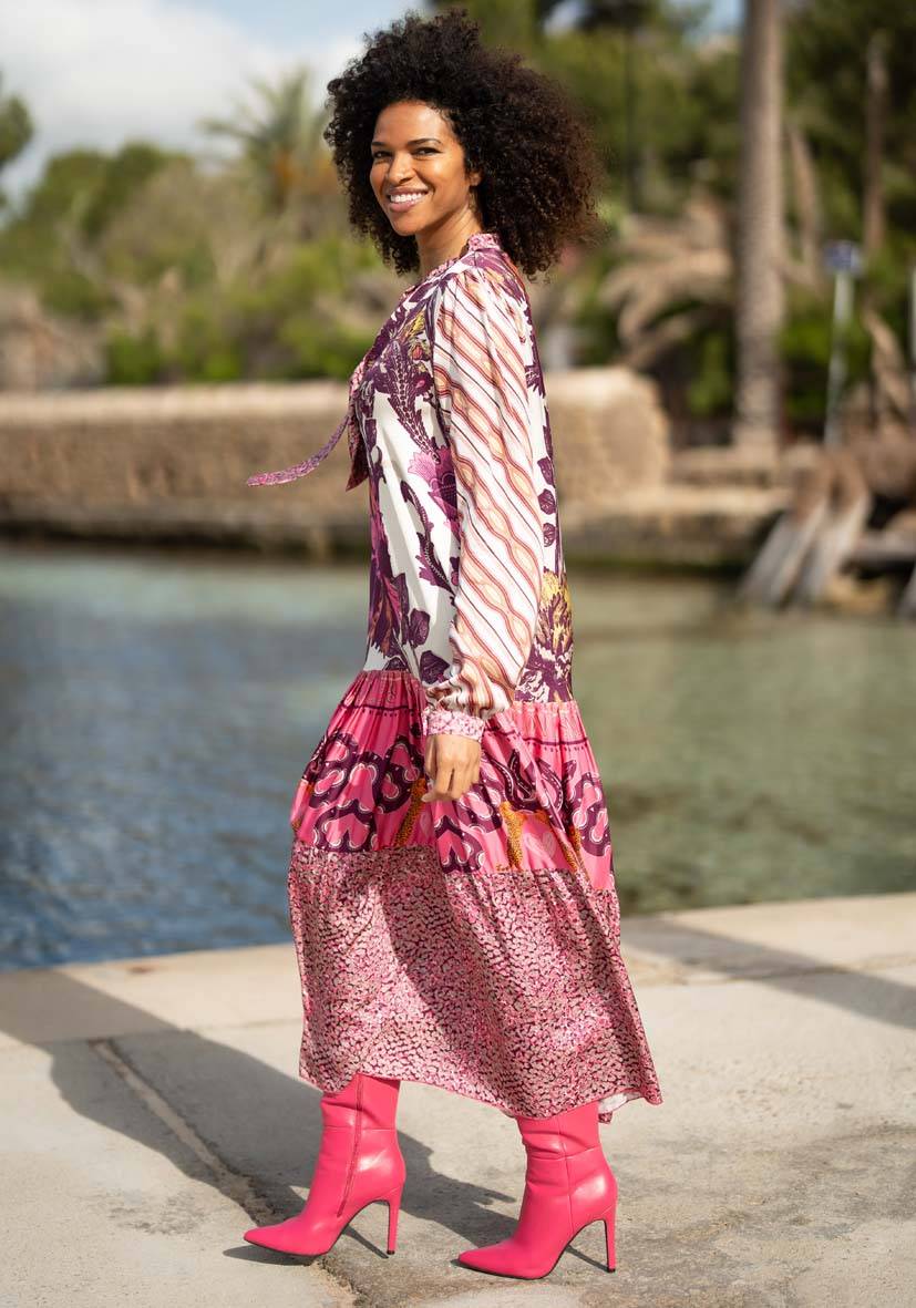 Miss Goodlife Dress Pink Snakes Auslauf