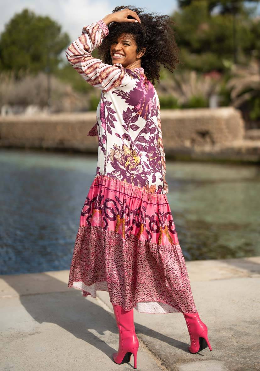 Miss Goodlife Dress Pink Snakes Auslauf