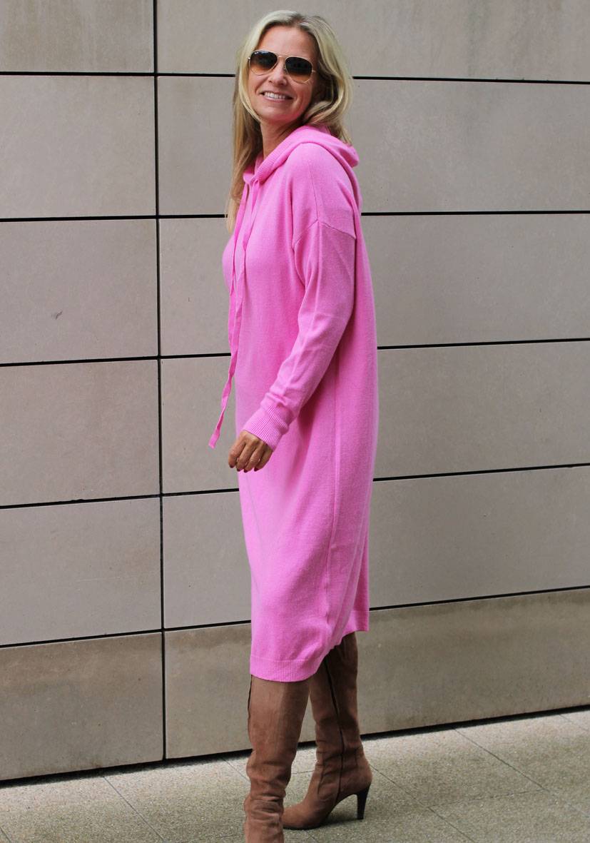 Miss Goodlife Dress Knitted Hoodie long – pink Limitierter Zeitrabatt