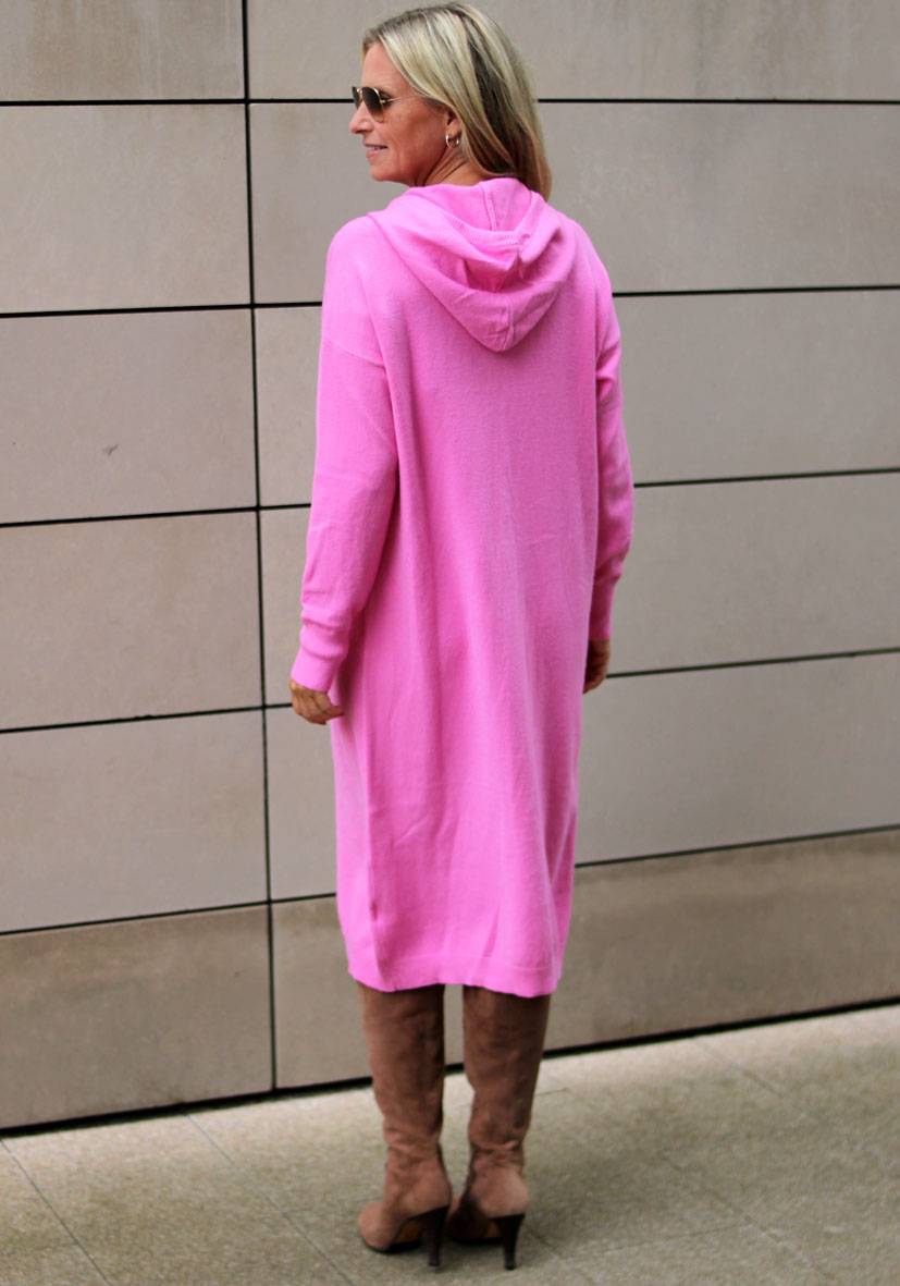 Miss Goodlife Dress Knitted Hoodie long – pink Limitierter Zeitrabatt