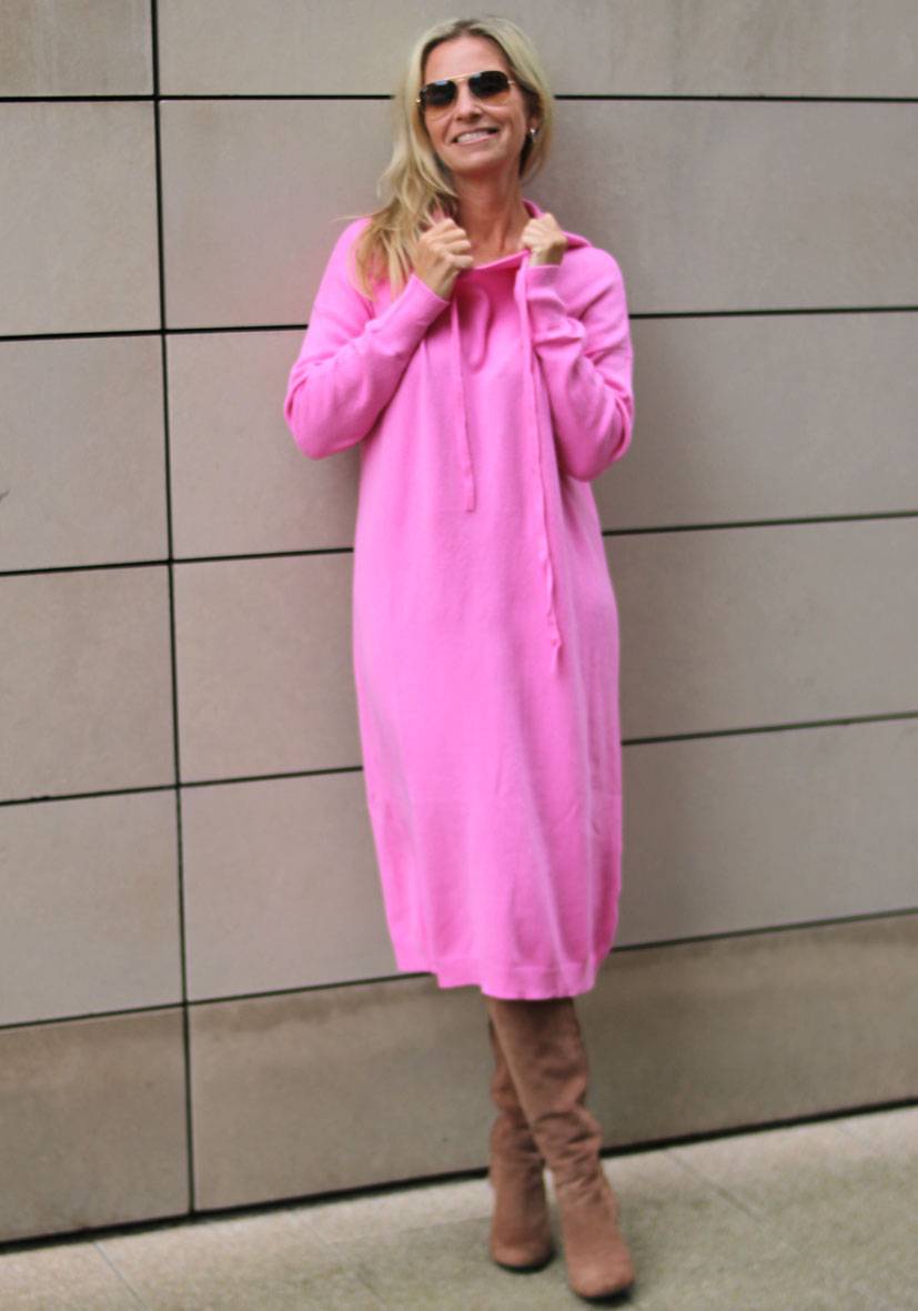 Miss Goodlife Dress Knitted Hoodie long – pink Limitierter Zeitrabatt