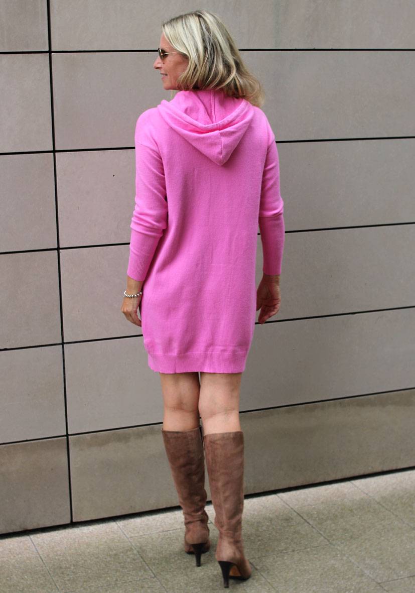 Miss Goodlife Dress Knitted Hoodie Pockets – pink Versandkostenfrei