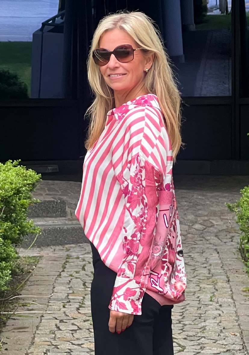 Miss Goodlife Bluse Flowers and Stripes Weihnachtsangebot