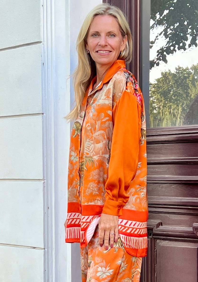 Miss Goodlife Blouse Tiger in the jungle – orange Lagerräumung
