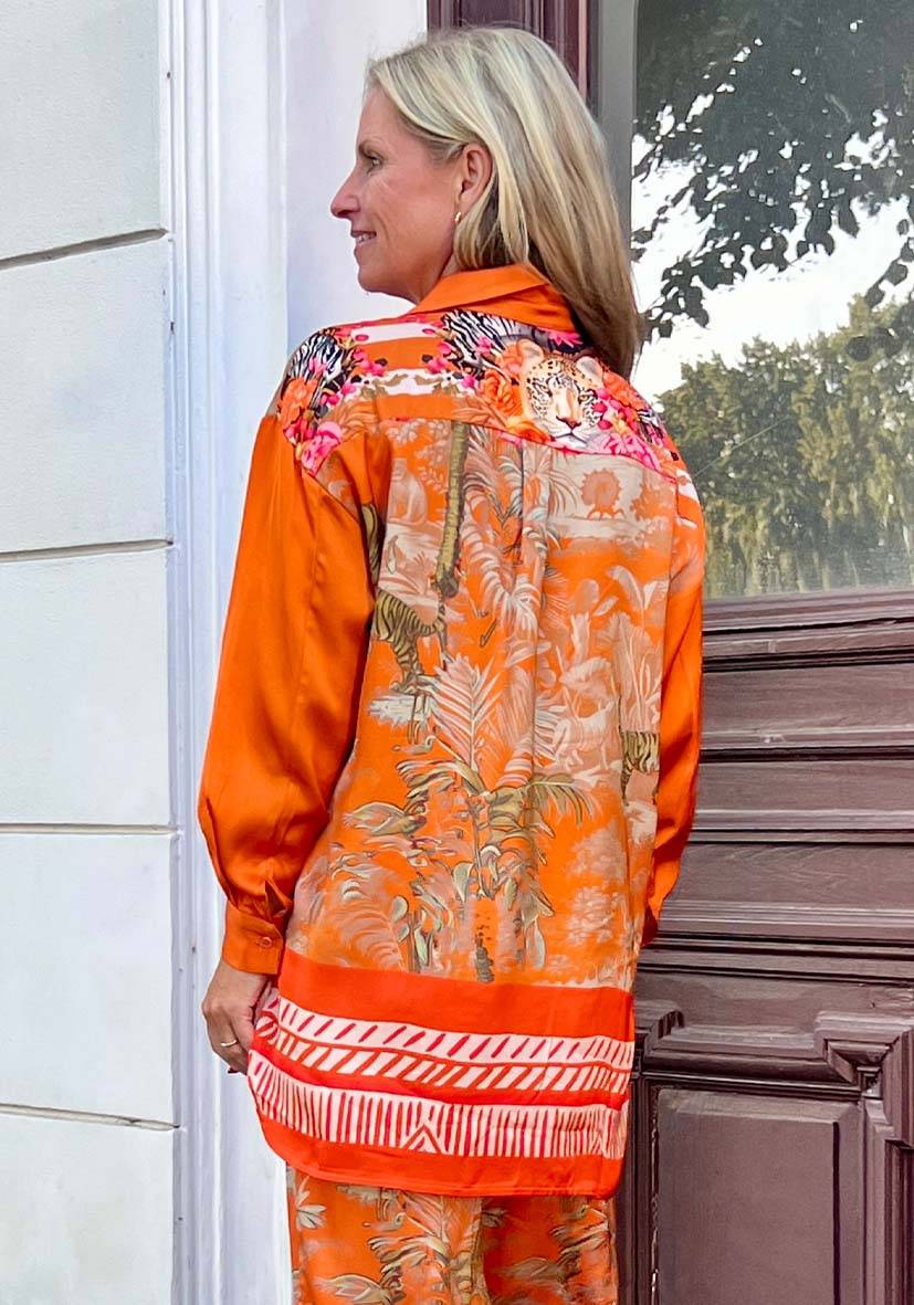 Miss Goodlife Blouse Tiger in the jungle – orange Lagerräumung
