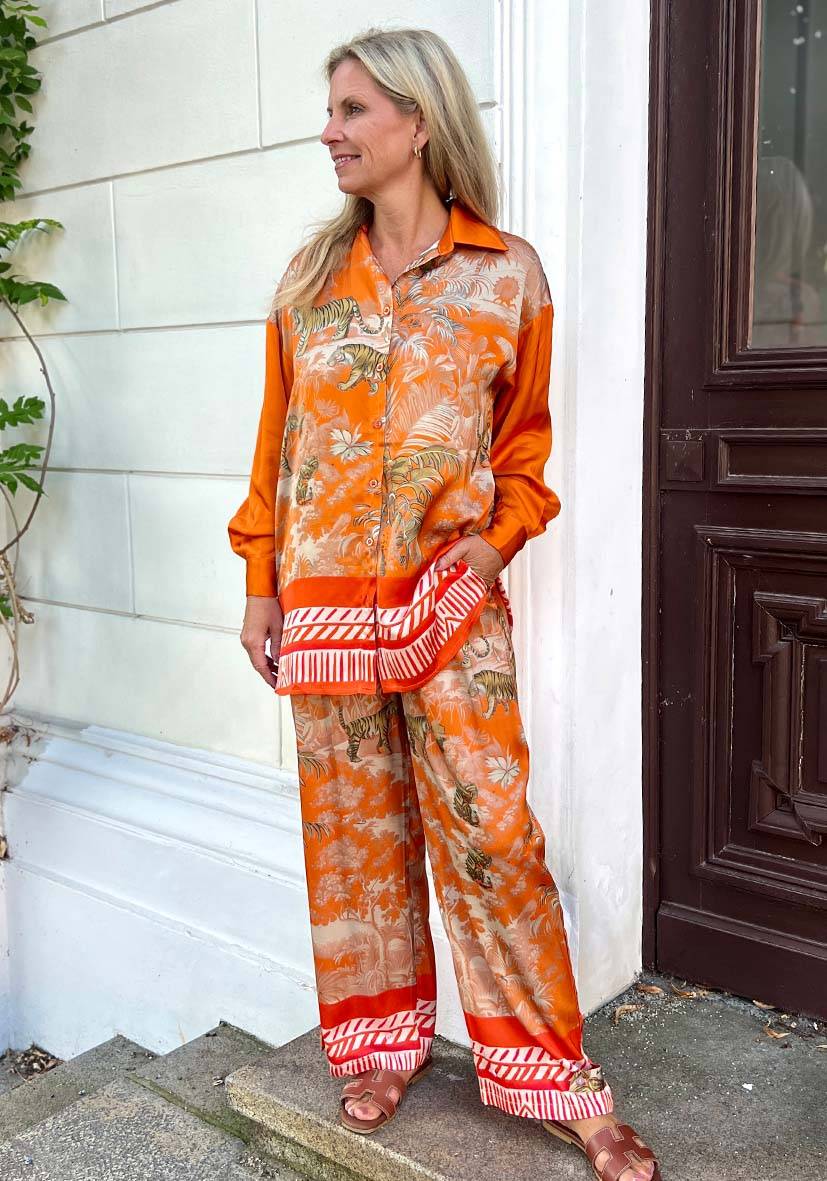 Miss Goodlife Blouse Tiger in the jungle – orange Lagerräumung