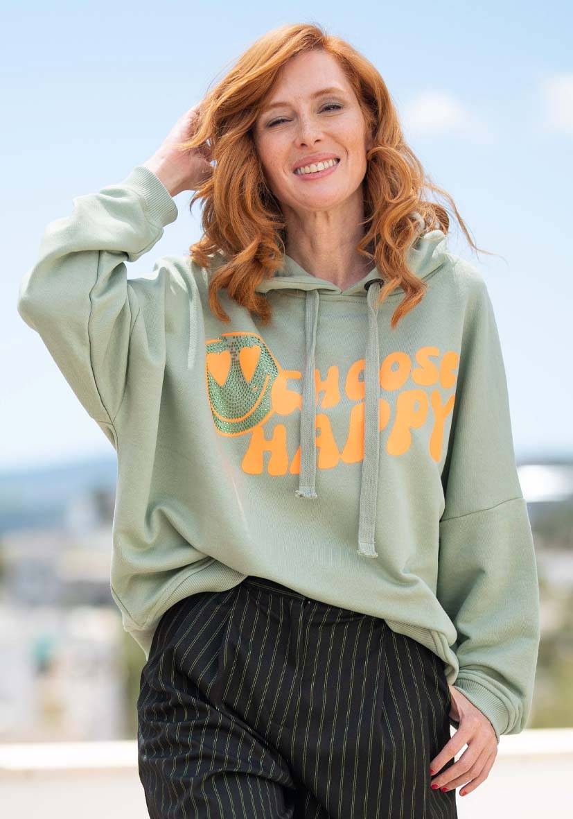 Miss Goodlife Hoodie Choose Happy Strass – almond Bis zu 55% Rabatt