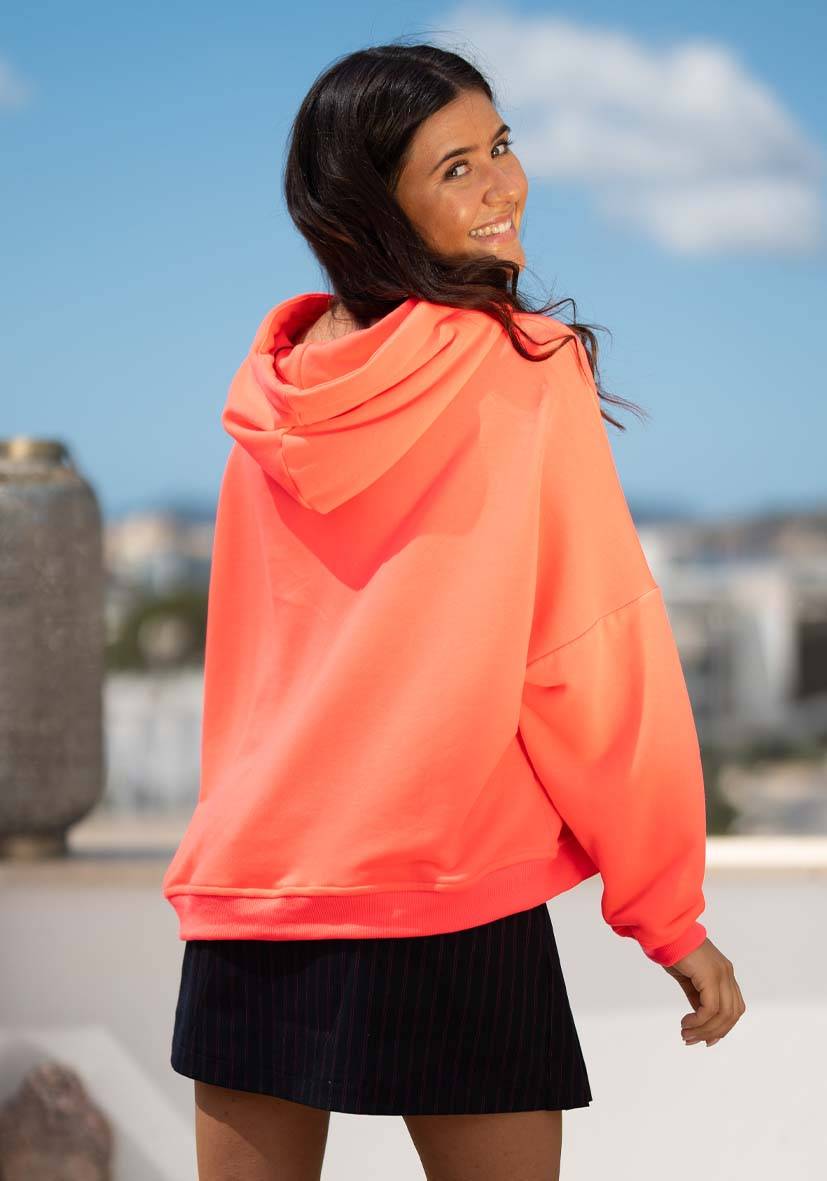 Miss Goodlife Hoodie Choose Happy Strass – neonpink Discount Store für neue Produkte