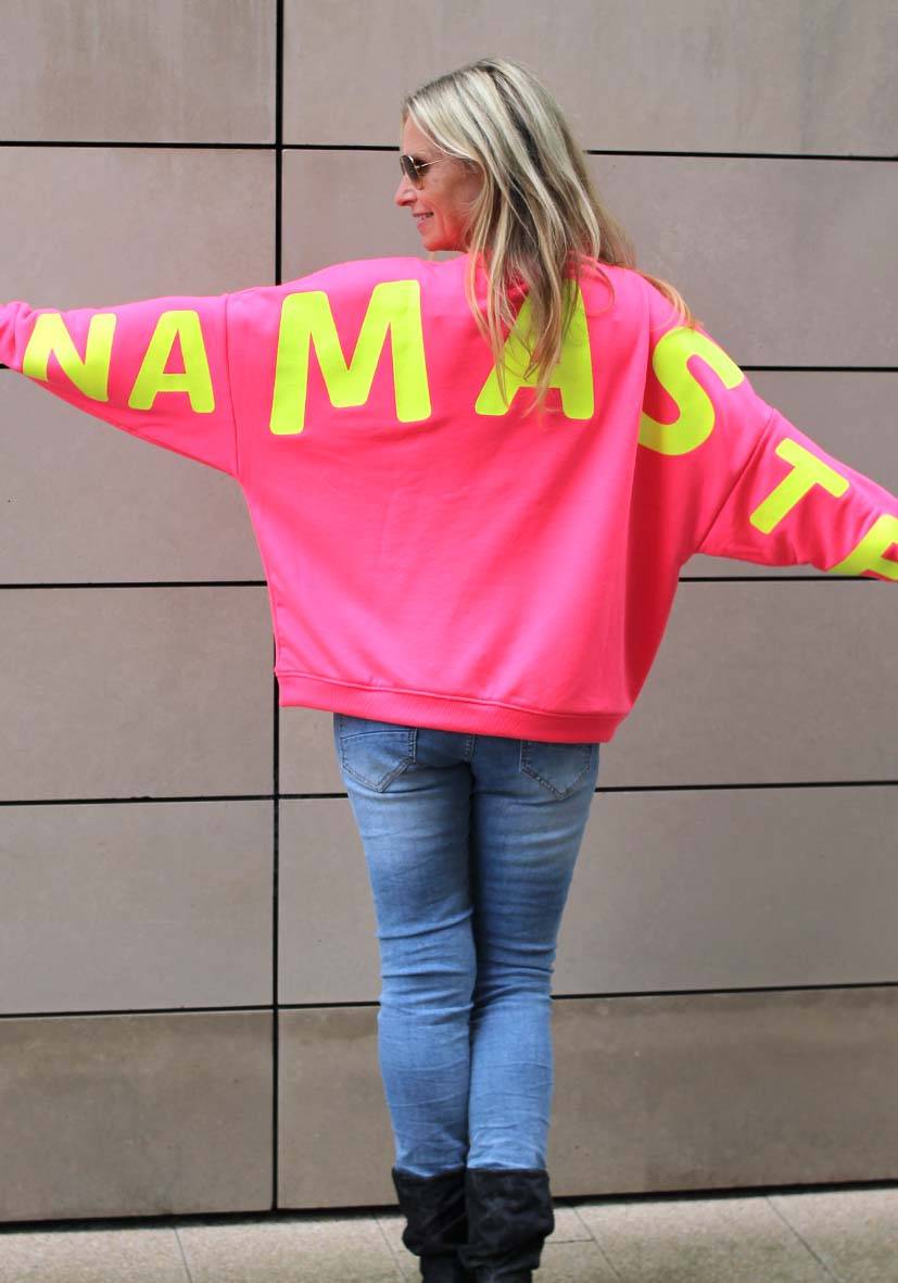 Miss Goodlife Roundneck Double Namasté Glitter – neonpink Clearance-Verkauf