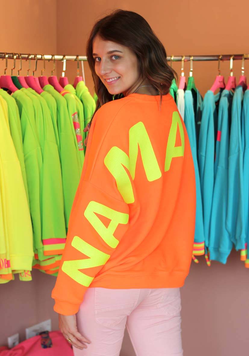 Miss Goodlife Roundneck Double Namasté Glitter – neonorange Fabrikladen