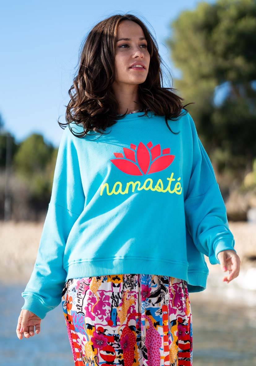 Miss Goodlife Roundneck Double Namasté – turquoise Speichern exportieren