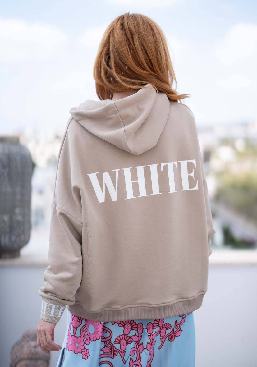 Miss Goodlife Hoodie Black and White – sand Schlussverkauf