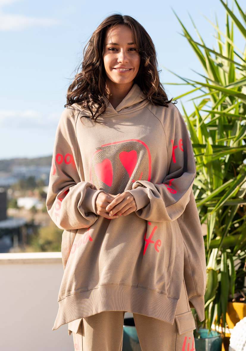 Miss Goodlife Hoodie Goodlife Heartface wide – sand/neonpink Heißer Verkauf