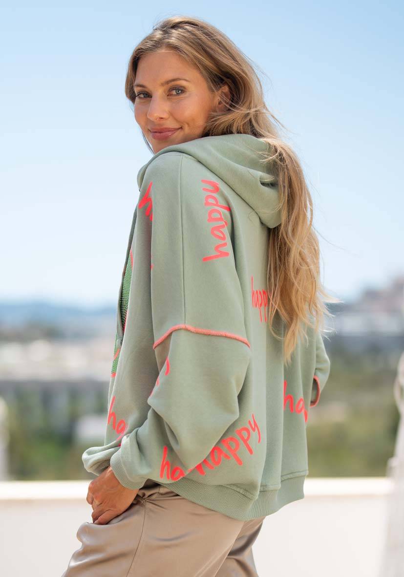 Miss Goodlife Hoodie Happy Heartface Strass – almond Top Angebot