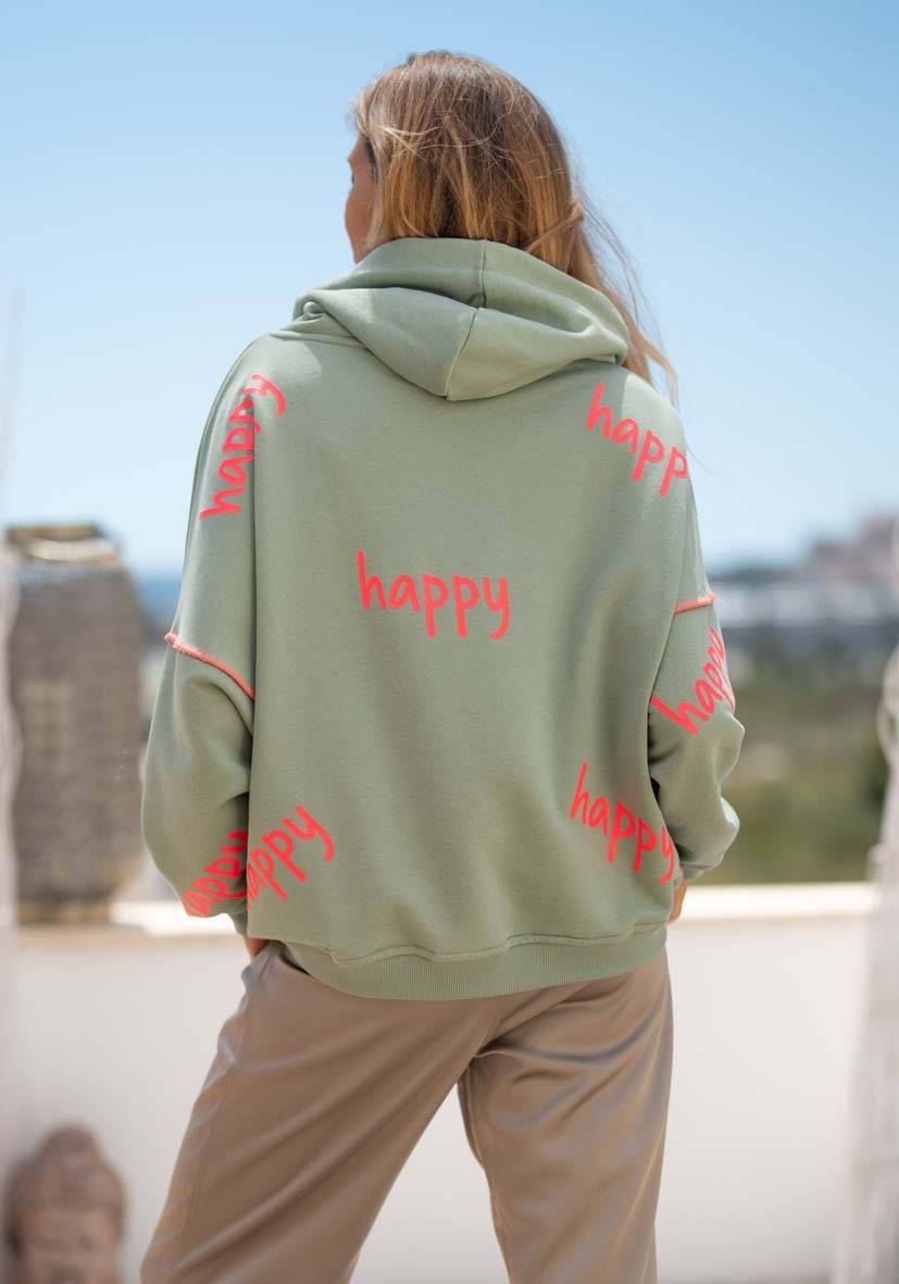 Miss Goodlife Hoodie Happy Heartface Strass – almond Top Angebot