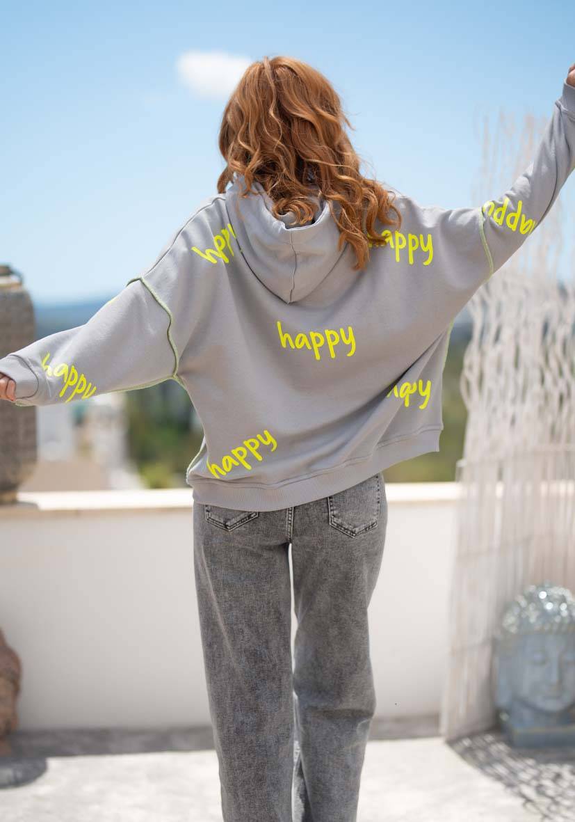Miss Goodlife Hoodie Happy Heartface Strass – grey Online Outlet