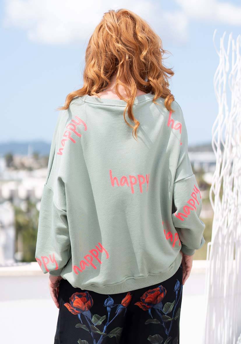 Miss Goodlife Roundneck Happy Heartface Strass – almond Große Rabatte