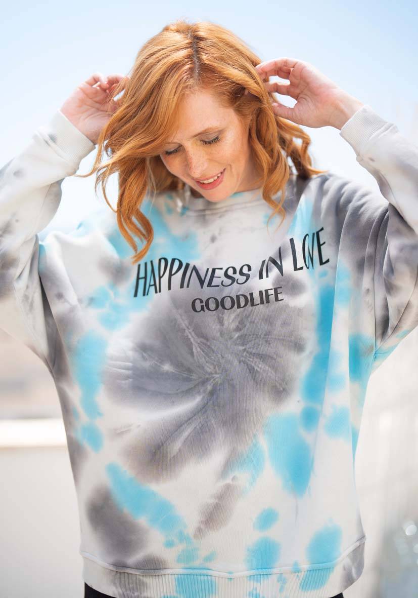 Miss Goodlife Roundneck Roundneck Happiness Love – Batik blue Super Rabatt
