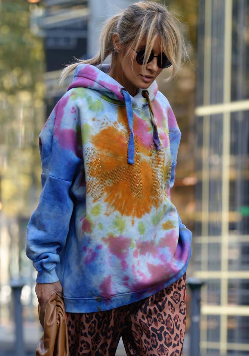 Miss Goodlife Hoodie Batik Hi! Strass – rose Verkauf