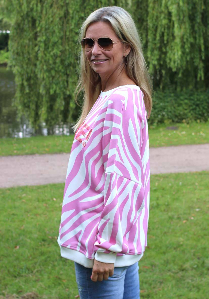 Miss Goodlife Roundneck L(i)ebe Zebra Strass – rose Schlussverkauf