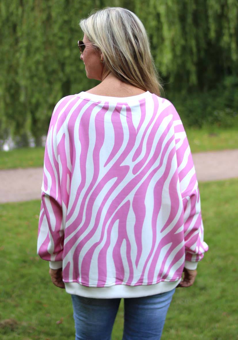Miss Goodlife Roundneck L(i)ebe Zebra Strass – rose Schlussverkauf