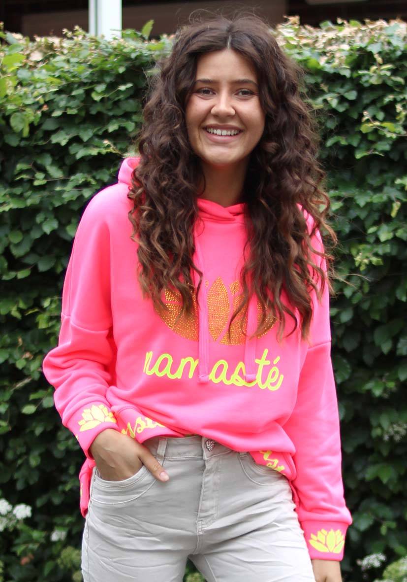 Miss Goodlife Hoodie Namasté Strass – neonpink/neonyellow Fabrikpreis