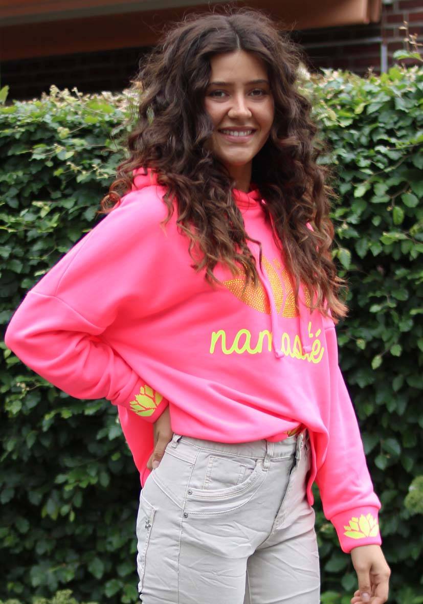 Miss Goodlife Hoodie Namasté Strass – neonpink/neonyellow Fabrikpreis