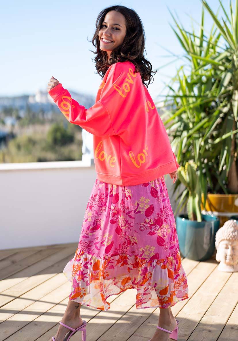 Miss Goodlife Roundneck Love Heartface Strass – neonpink Flash Sale